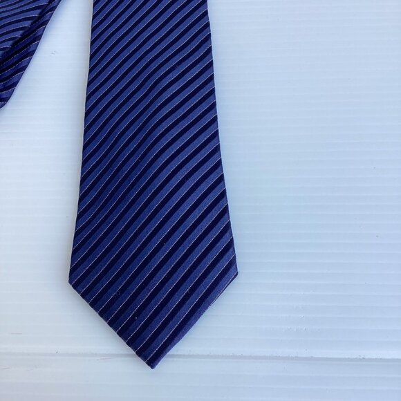 Sean John Mens Diagonal Striped Tie Silk Blend Blue & Black - Picture 3 of 7